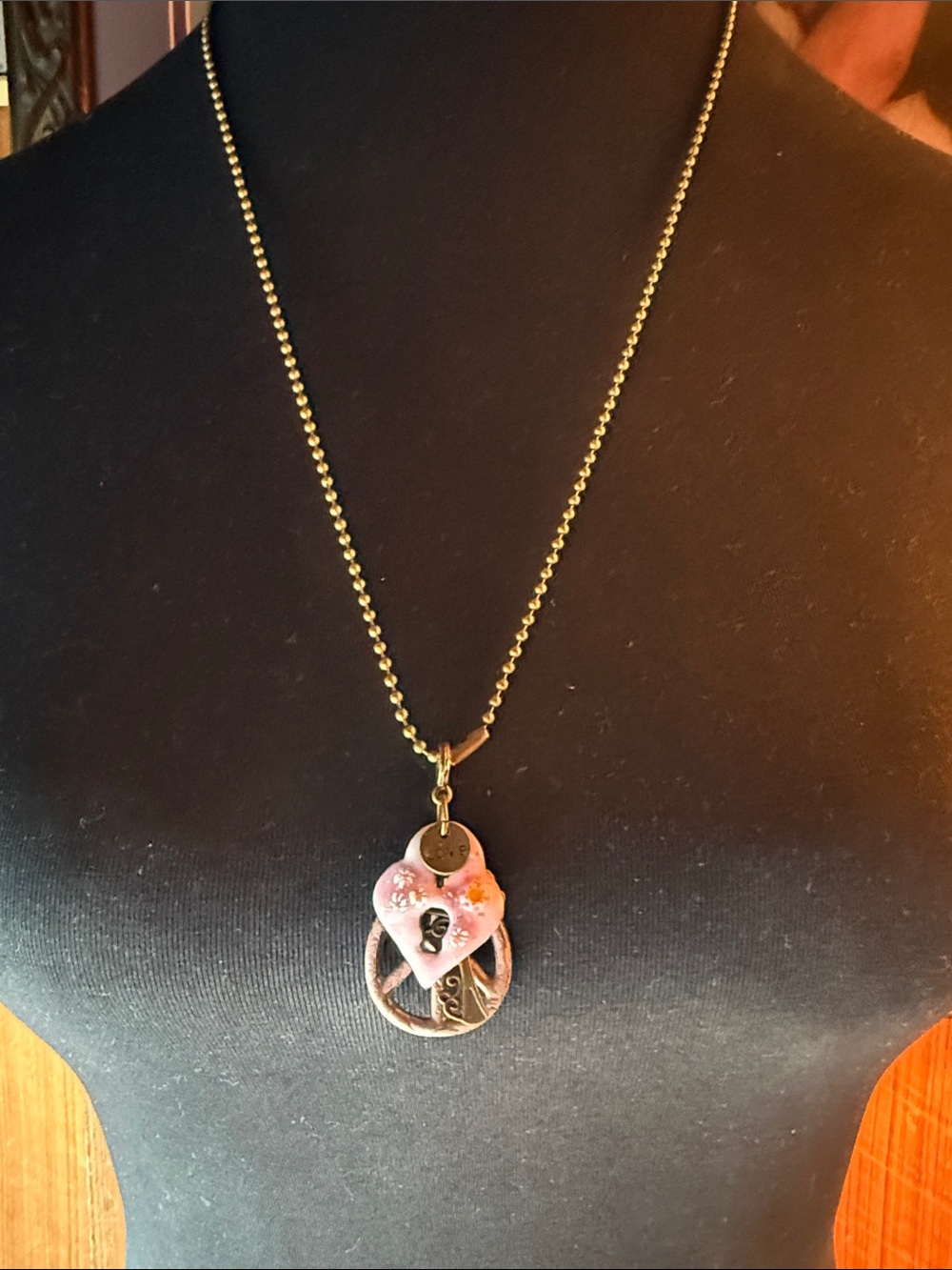 Pink Floral Heart Pendant 26” Necklace - Women Jewelry